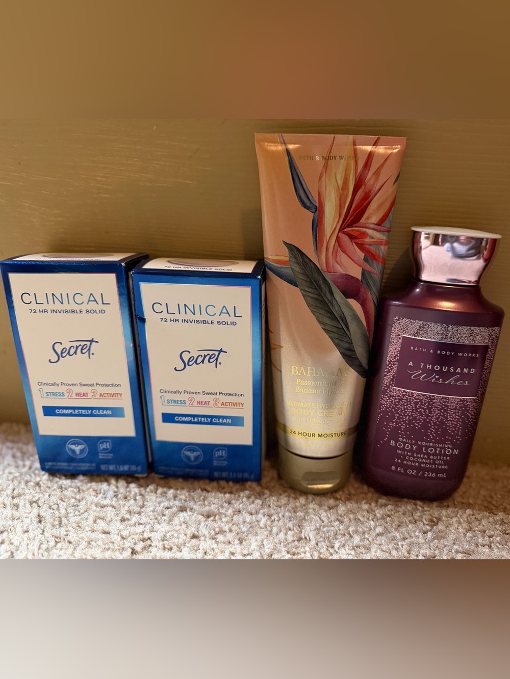 Beauty lot- (2) Secret Clinical deodorant, (2) BBW Lotions NWT